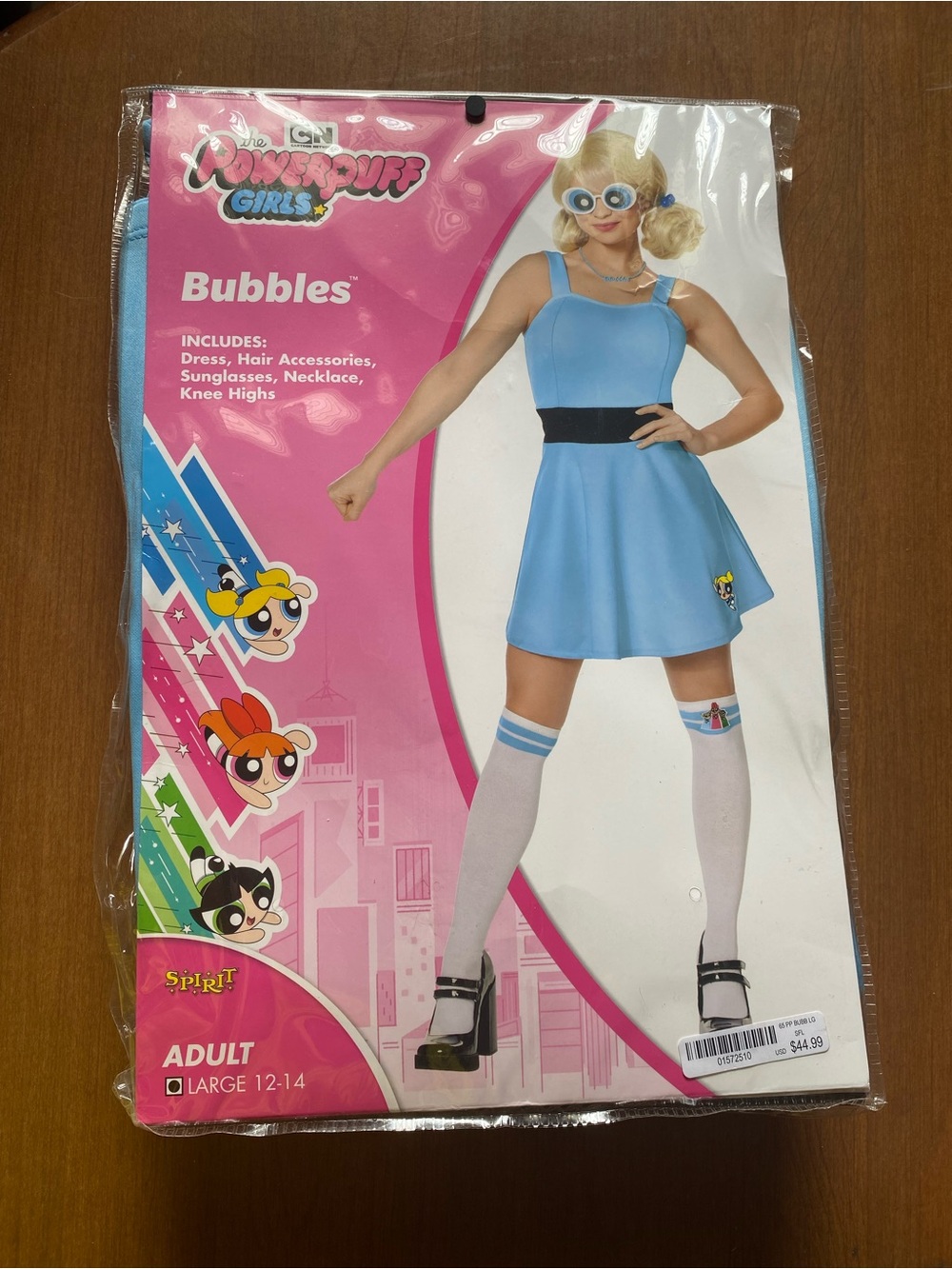 Spirit Bubbles Powerpuff Costume Adults 12-14 NEW